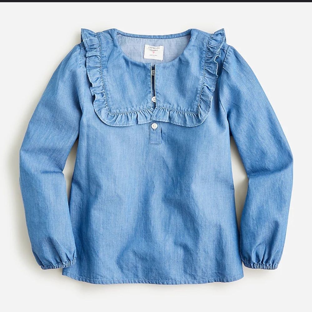 J. Crew Kids Blue Ruffle Blouse